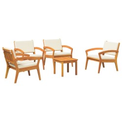 5 Piece Bistro Set with Cushions Solid Wood Acacia