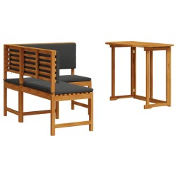 Corner Sofa Set Set of 2 Brown Solid Acacia wood Foldable