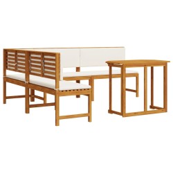 4-Piece Garden Dining Set with Cushions - Solid Acacia Wood