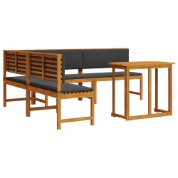4-Piece Garden Dining Set with Cushions - Solid Acacia Wood