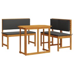 4 Piece Garden Dining Set Wood Acacia and Anthracite Cushions