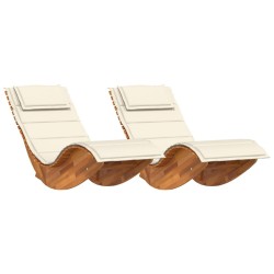 Rocking Sun Loungers with Cushions 2 pcs Solid Wood Acacia