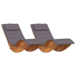 Rocking Sun Loungers with Cushions 2 pcs Solid Wood Acacia