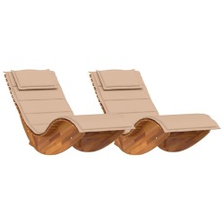 Rocking Sun Loungers with Cushions 2 pcs Solid Wood Acacia