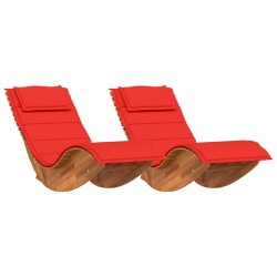 Rocking Sun Loungers with Cushions 2 pcs Solid Wood Acacia