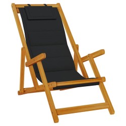 Folding Beach Chairs Set of 2 Black Textilene 61.5 x 110 x 97 cm