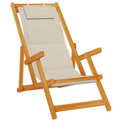 Folding Beach Chairs 2 pcs - Taupe Acacia Wood & Textilene